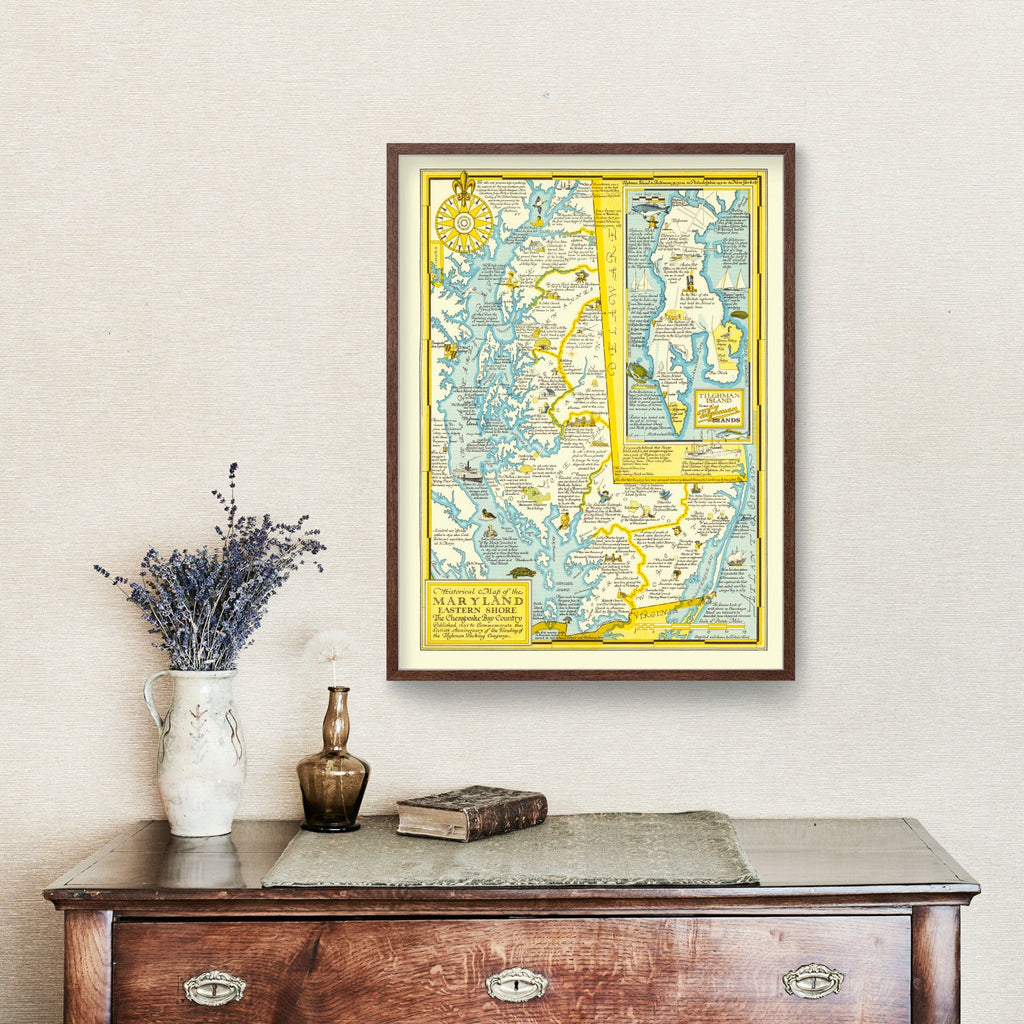 Vintage Map of Eastern Maryland Shore, 1957