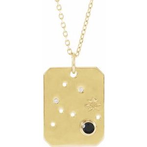14K Yellow Gold Natural Black Spinel & .01 CTW Natural Diamond Aquarius Constellation 16-18" Necklace