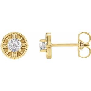 14K Yellow Gold 1/5 CTW Natural Diamond Floral-Inspired Earrings