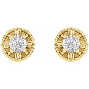 14K Yellow Gold 1/5 CTW Natural Diamond Floral-Inspired Earrings – image 2