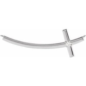 Platinum .06 CT Natural Diamond Sideways Cross Necklace Center