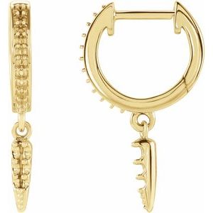 14K Yellow Gold Hinged Hoop Spike Earring Mountings