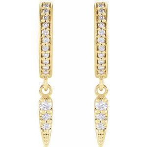 14K Yellow Gold 1/5 CTW Natural Diamond Hinged Hoop Spike Earrings – image 2