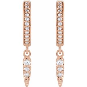 14K Rose Gold 1/5 CTW Natural Diamond Hinged Hoop Spike Earrings – image 2