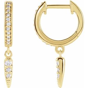 14K Yellow Gold 1/5 CTW Natural Diamond Hinged Hoop Spike Earrings