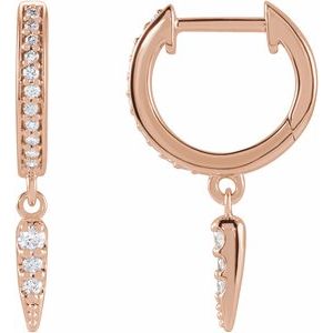 14K Rose Gold 1/5 CTW Natural Diamond Hinged Hoop Spike Earrings