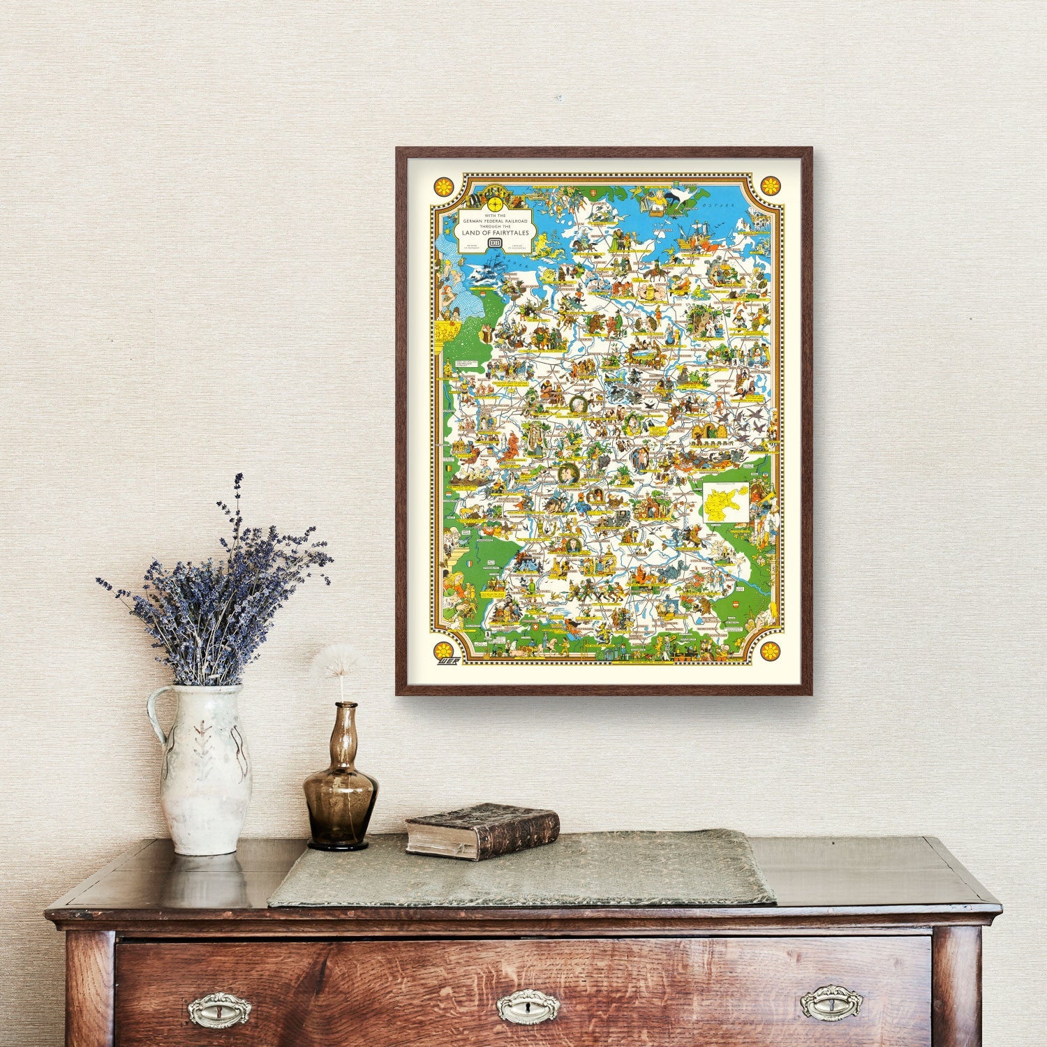 Vintage Fairy Tale Map of Germany, 1960