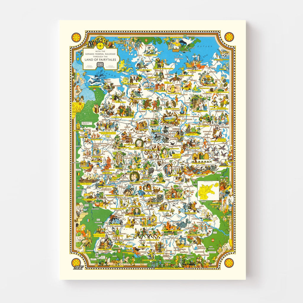 Vintage Fairy Tale Map of Germany, 1960