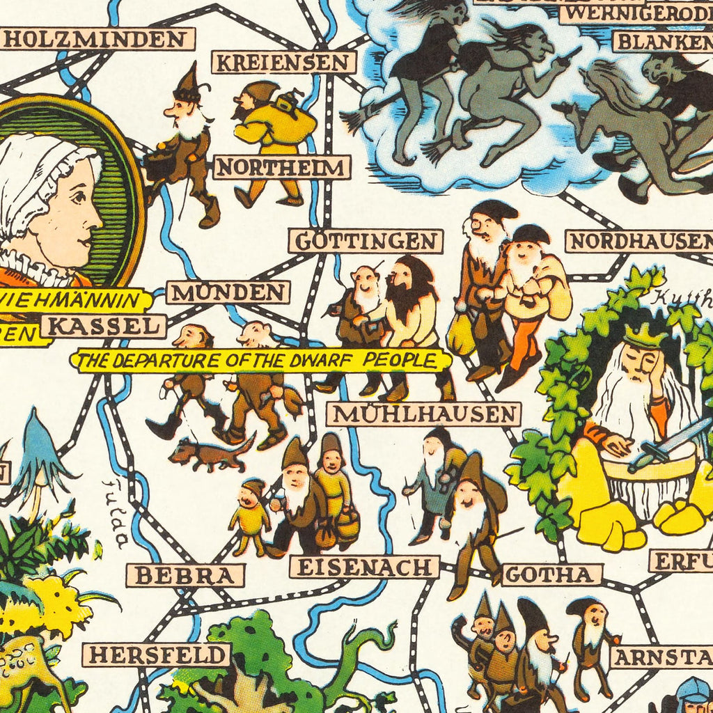 Vintage Fairy Tale Map of Germany, 1960