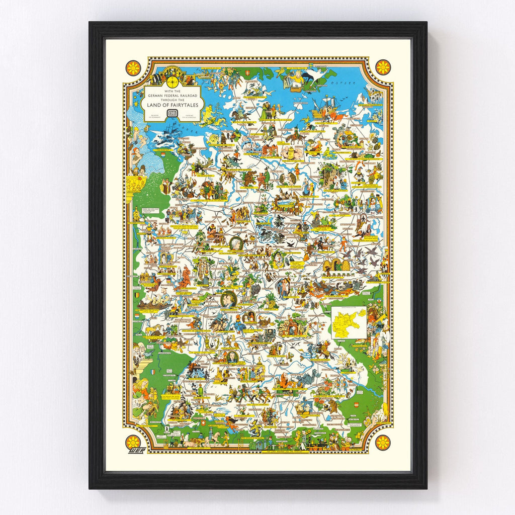 Vintage Fairy Tale Map of Germany, 1960