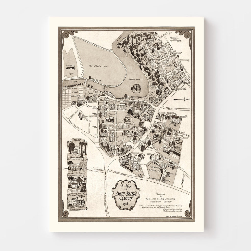 Vintage Map of Smith College, 1938