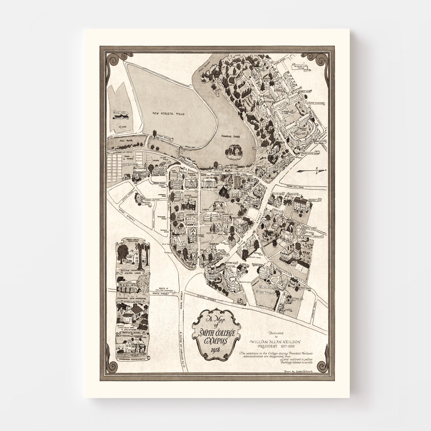 Vintage Map of Smith College, 1938