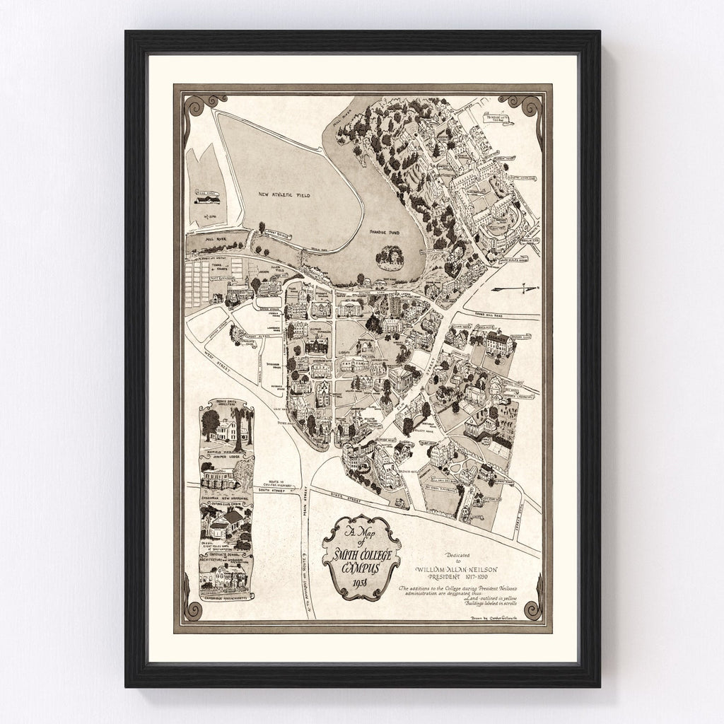 Vintage Map of Smith College, 1938
