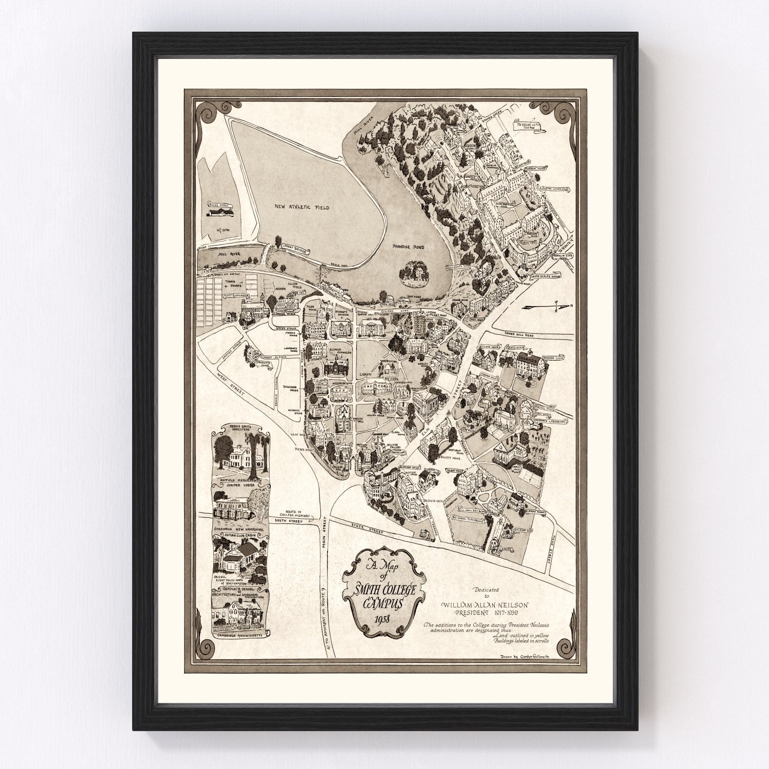 Vintage Map of Smith College, 1938