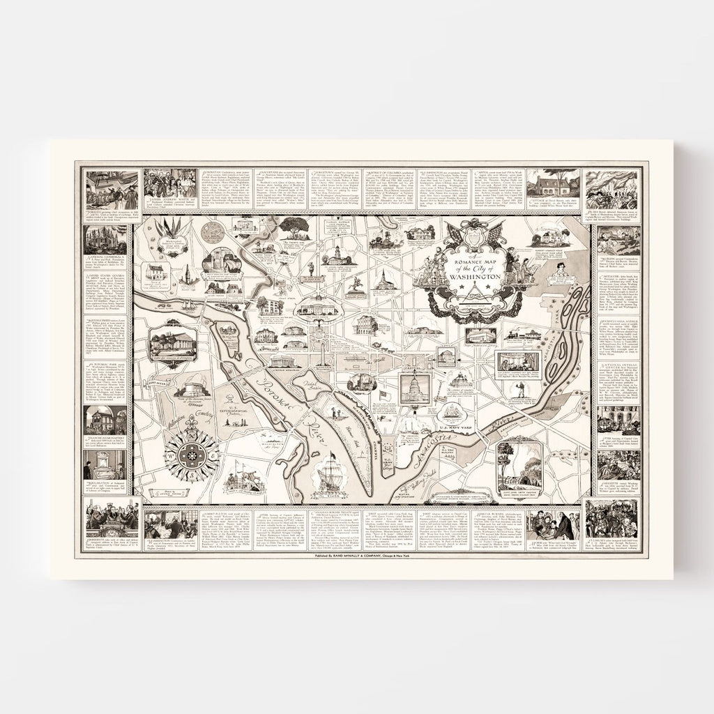 Vintage Map of Washington, DC, Washington DC 1938