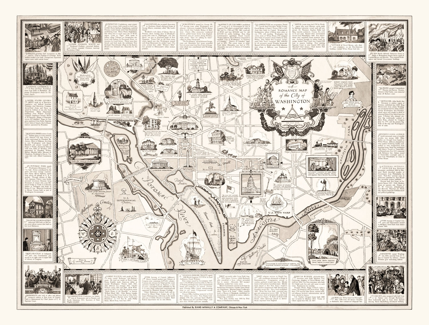 Vintage Map of Washington, DC, Washington DC 1938