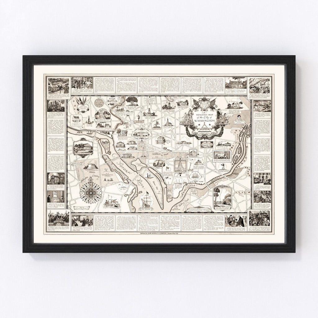 Vintage Map of Washington, DC, Washington DC 1938