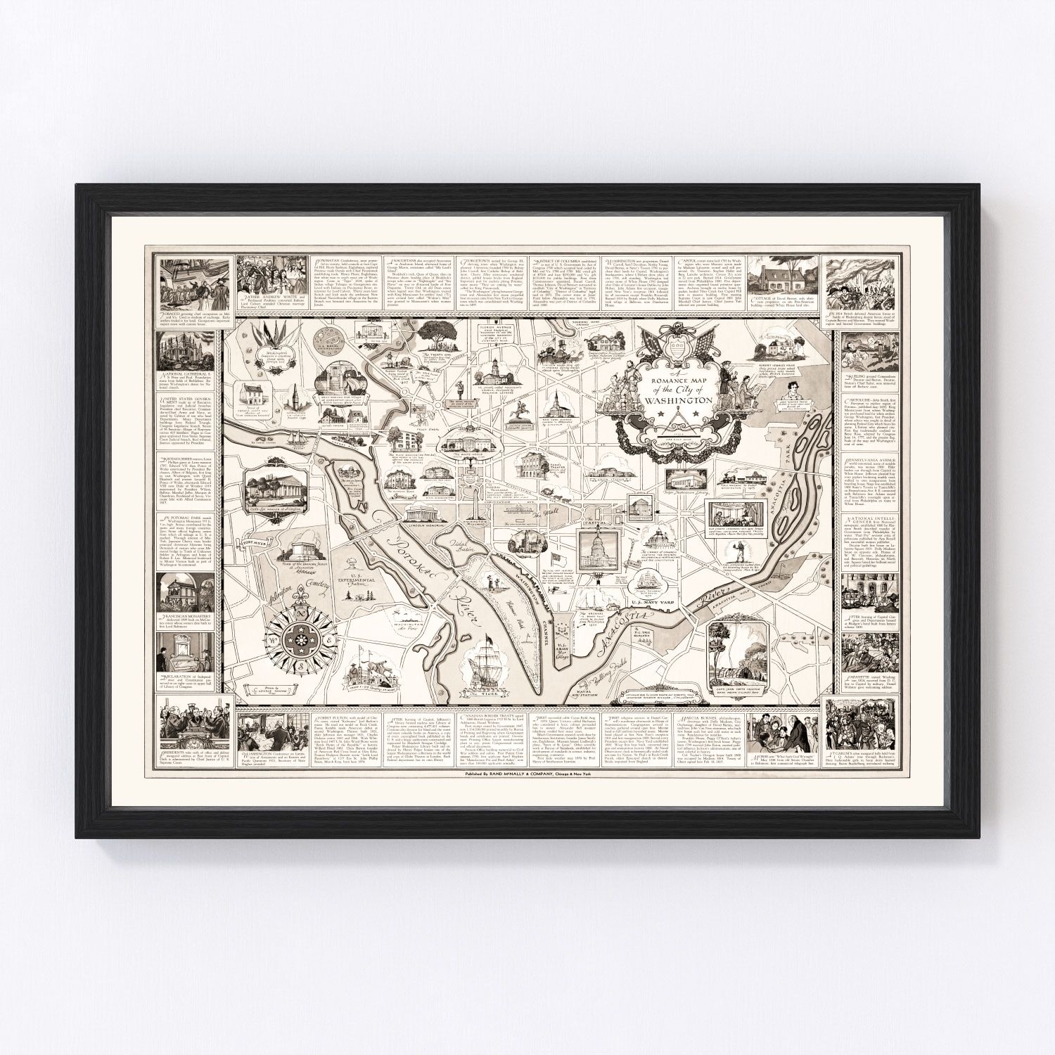 Vintage Map of Washington, DC, Washington DC 1938