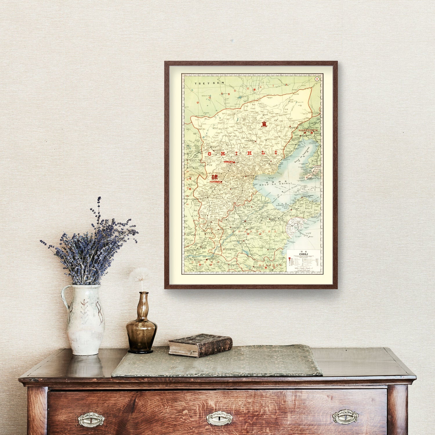 Vintage Map of Chihli China, 1917