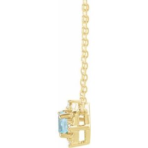 14K Yellow Gold Natural Sky Blue Topaz & .04 CTW Natural Diamond Halo-Style 18" Necklace