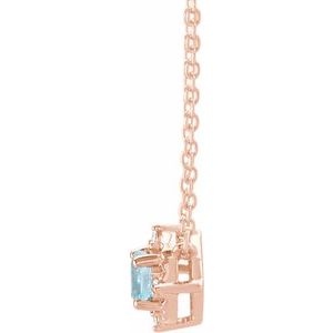 14K Rose Gold Natural Sky Blue Topaz & .04 CTW Natural Diamond Halo-Style 18" Necklace