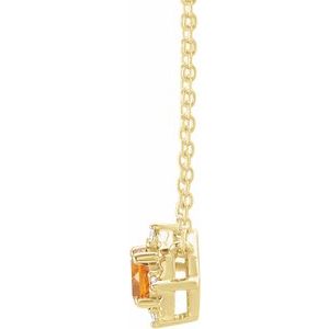 14K Yellow Gold Natural Citrine & .04 CTW Natural Diamond Halo-Style 18" Necklace