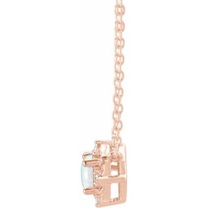 14K Rose Gold Lab-Grown White Opal & .04 CTW Natural Diamond Halo-Style 18" Necklace