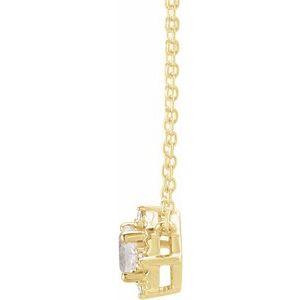 14K Yellow Gold  Lab-Grown White Sapphire & .04 CTW Natural Diamond Halo-Style 18" Necklace
