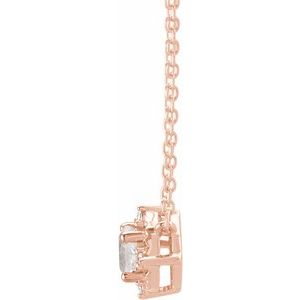 14K Rose Gold Lab-Grown White Sapphire & .04 CTW Natural Diamond Halo-Style 18" Necklace