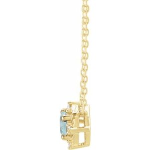 14K Yellow Gold Natural Aquamarine & .04 CTW Natural Diamond Halo-Style 18" Necklace