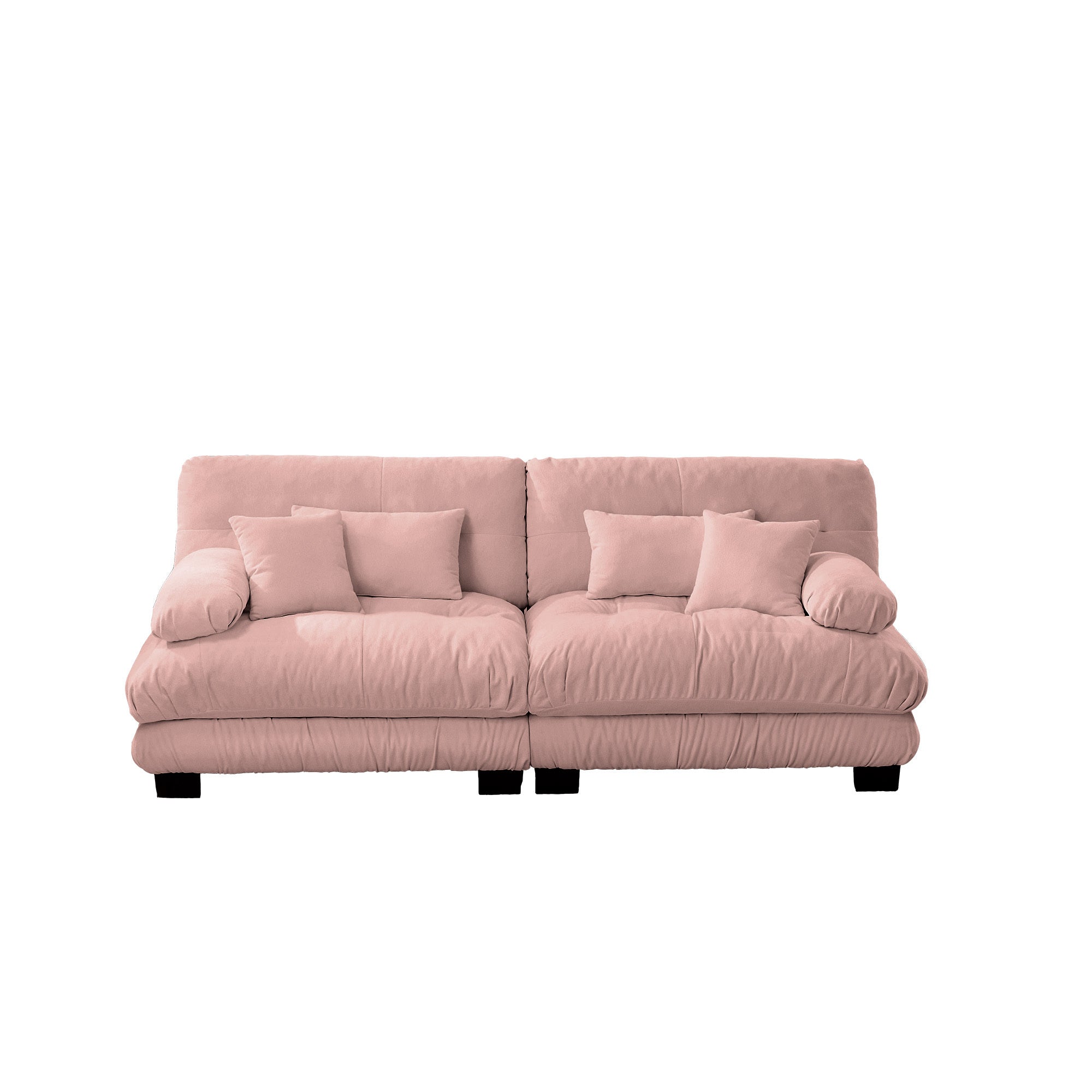 Cloud Couch 2 Seater Sofa for Living Room, Chenille 2 - Seat sofa with 2 Lumbar pillows and 2 throw pillows,Chenille Pink