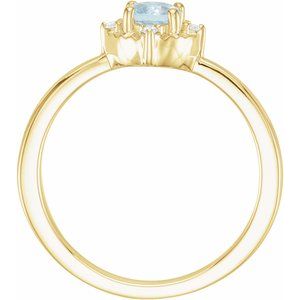 14K Yellow Gold Natural Sky Blue Topaz & .04 CTW Natural Diamond Halo-Style Ring