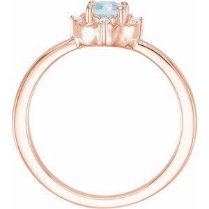 14K Rose Gold Natural Sky Blue Topaz & .04 CTW Natural Diamond Halo-Style Ring
