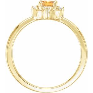 14K Yellow Gold Natural Citrine & .04 CTW Natural Diamond Halo-Style Ring