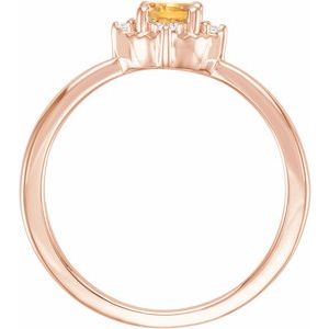 14K Rose Gold Natural Citrine & .04 CTW Natural Diamond Halo-Style Ring