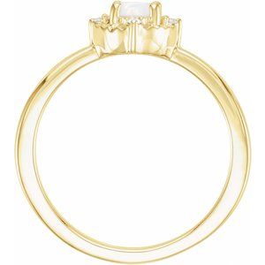 14K Yellow Gold Lab-Grown White Opal & .04 CTW Natural Diamond Halo-Style Ring