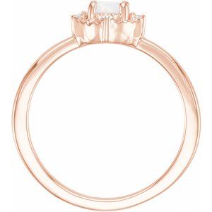 14K Rose Gold Lab-Grown White Opal & .04 CTW Natural Diamond Halo-Style Ring