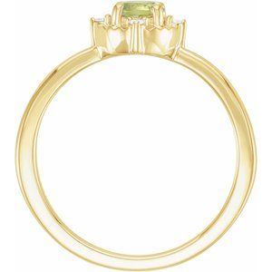 14K Yellow Gold Natural Peridot & .04 CTW Natural Diamond Halo-Style Ring