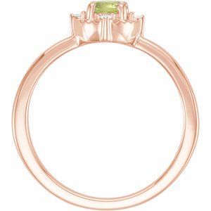 14K Rose Gold Natural Peridot & .04 CTW Natural Diamond Halo-Style Ring