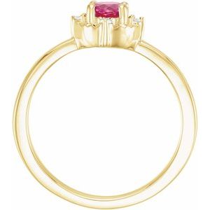 14K Yellow Gold Lab-Grown Ruby & .04 CTW Natural Diamond Halo-Style Ring