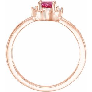 14K Rose Gold Lab-Grown Ruby & .04 CTW Natural Diamond Halo-Style Ring