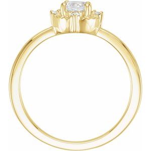 14K Yellow Gold Lab-Grown White Sapphire & .04 CTW Natural Diamond Halo-Style Ring