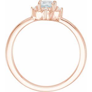 14K Rose Gold Natural Aquamarine & .04 CTW Natural Diamond Halo-Style Ring