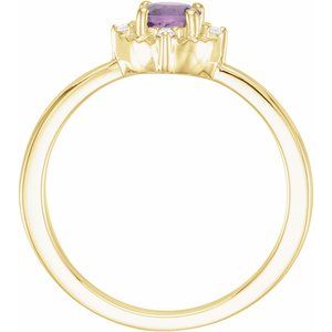 14K Yellow Gold Natural Amethyst & .04 CTW Natural Diamond Halo-Style Ring