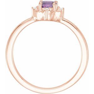 14K Rose Gold Natural Amethyst & .04 CTW Natural Diamond Halo-Style Ring
