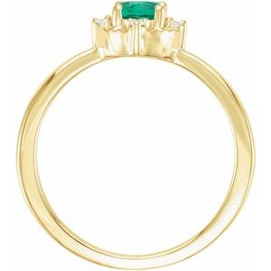 14K Yellow Gold Lab-Grown Emerald & .04 CTW Natural Diamond Halo-Style Ring
