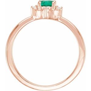 14K Rose Gold Lab-Grown Emerald & .04 CTW Natural Diamond Halo-Style Ring