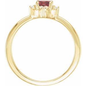 14K Yellow Gold Natural Mozambique Garnet & .04 CTW Natural Diamond Halo-Style Ring