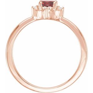14K Rose Gold Natural Mozambique Garnet & .04 CTW Natural Diamond Halo-Style Ring