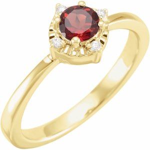 14K Yellow Gold Natural Mozambique Garnet & .04 CTW Natural Diamond Halo-Style Ring